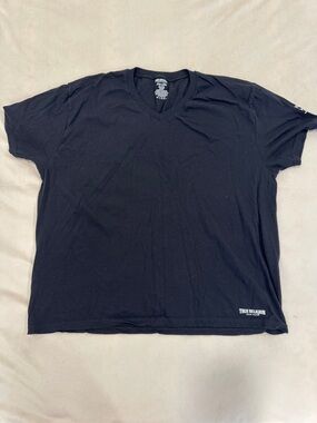 True Religion Black V-Neck Short Sleeve Tee 100% Cotton